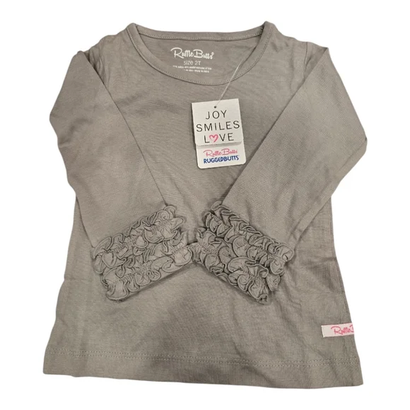 NWT Ruffle Butts Layering Tee, 2T, Gray - Picture 1 of 1